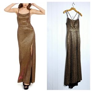 Blondie Nights Maxi Dress Strappy Metallic Iridescent Formal Prom Womens Size 3